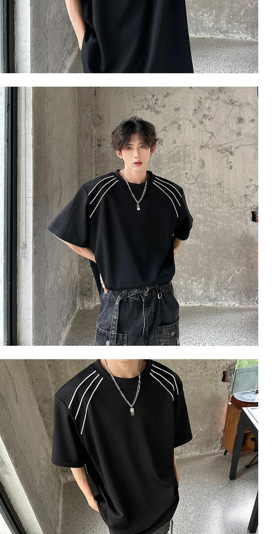Playera Manga Corta Hombre Estilo Americano con Hombreras - Image 13