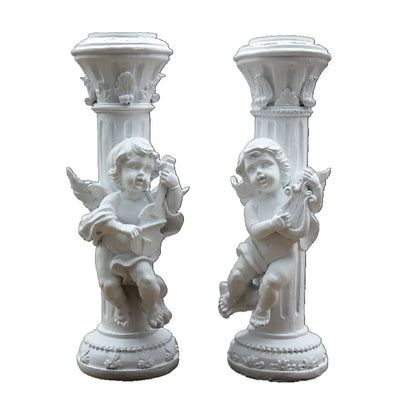 Set de 2 Candelabros Retro Ángel Cupido en Mármol - Image 5