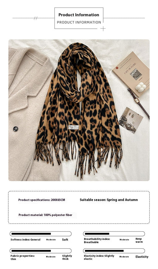 Bufanda Vintage Estampado Leopardo en Cashmira Artificial para Mujer - Image 11