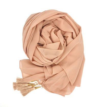 Hijab Elegante con Borlas en las Cuatro Esquinas - Image 7