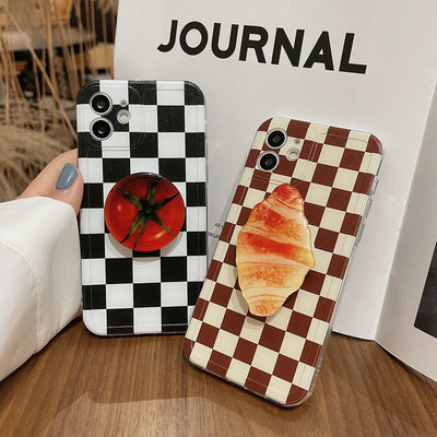Funda para iPhone Diseño Cuadros y Flores Azul