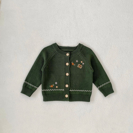 Suéter Abrigo de Algodón con Contraste de Colores y Bordado para Bebé - Image 2