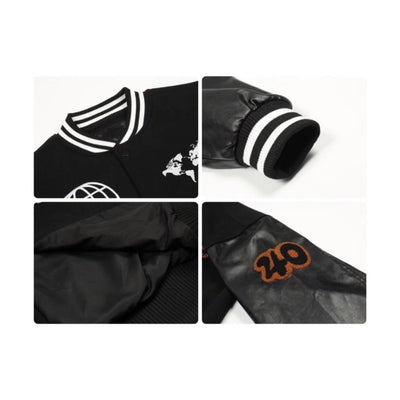 Chaqueta de Cuero PU con Bordado y Contraste de Colores Unisex - Image 13