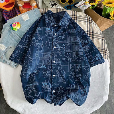 Camisa Floral para Pareja Estilo Hong Kong - Top Japonés Unisex - Image 13