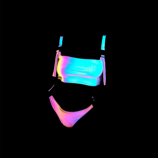 Conjunto de Bikini Dazzle Color con Efecto Reflectante para Mujer