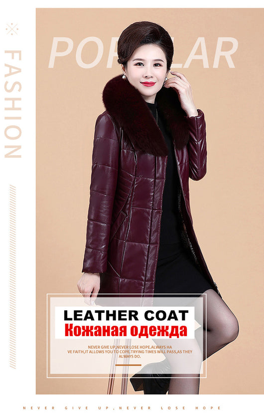 Chaqueta de Cuero Acolchada con Cuello de Piel Sintética para Mujer - Image 7