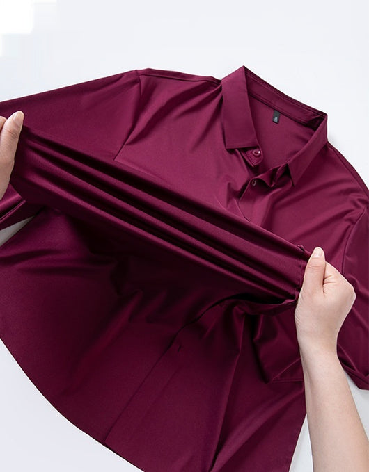 Camisa Manga Larga Sin Costuras Elástica Antiarrugas Efecto Hielo para Hombre - Image 6