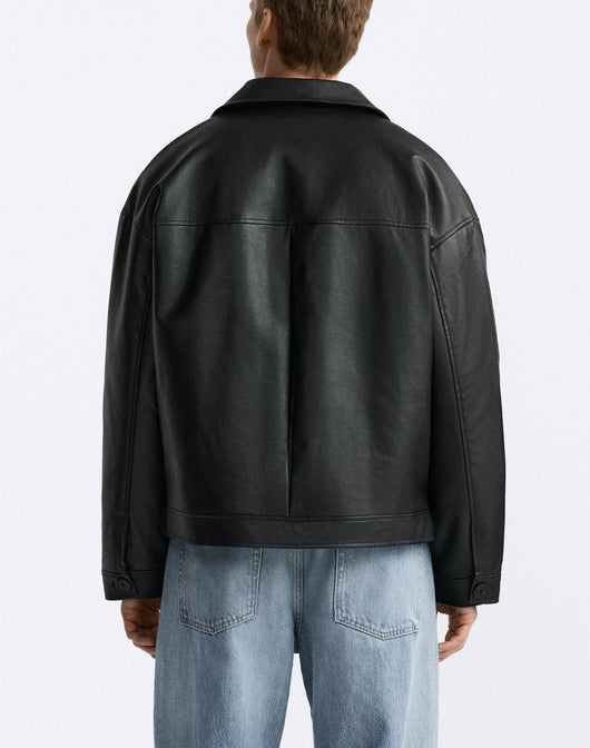 Chaqueta de Cuero Sintético Cuadrada para Hombre - Image 9