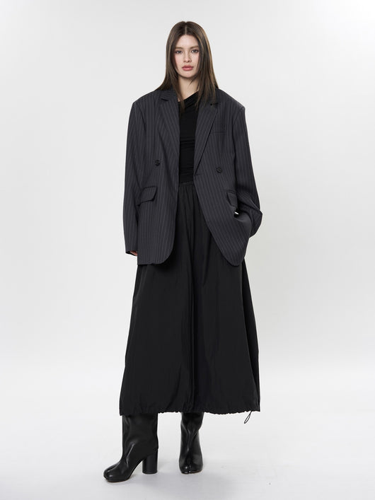 Blazer Casual de Solapa Ancha con Rayas - Silueta Esbelta y Temperamento Refinado - Image 9