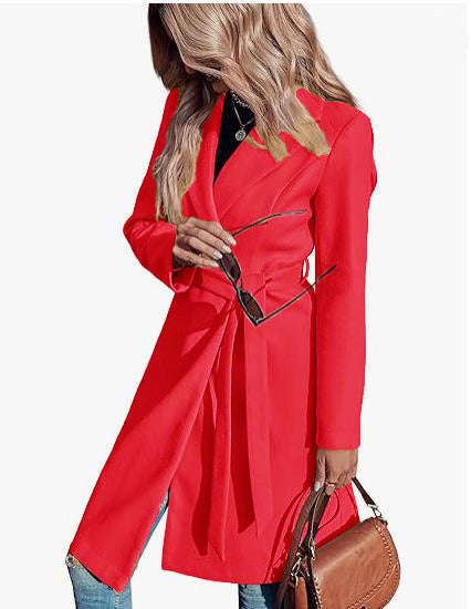 Abrigo de Lana Largo para Mujer con Control de Cintura y Cierre de Cordones Doble Botonadura - Image 21