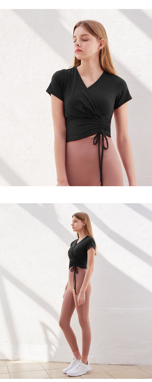 Conjunto Deportivo Yoga Verano con Escote V y Cintura Cruzada Reductora - Image 14