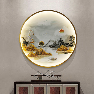 Lámpara Decorativa de Relieve 3D para Entrada con Mural de Paisaje Iluminado - Image 11