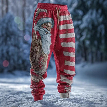 Pantalones de Chándal Casuales con Estampado y Cordón Ajustable para Hombre