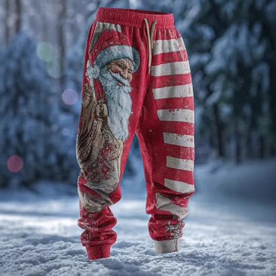 Pantalones de Chándal Casuales con Estampado y Cordón Ajustable para Hombre