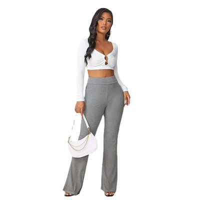 Pantalones Anchos sin Cinturón de Corte Relajado para Commute - Image 3