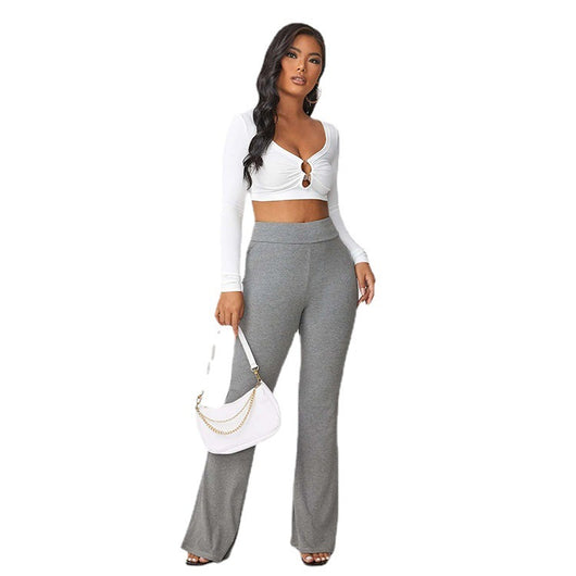 Pantalones Anchos sin Cinturón de Corte Relajado para Commute - Image 3