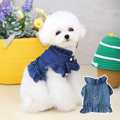Vestido Denim para Perros y Gatos con Arnés y Gancho para Correa - Image 5