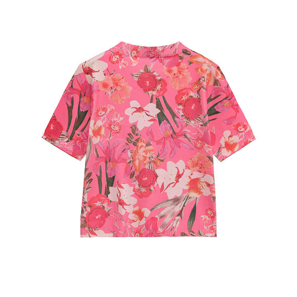 Chaqueta Tejida Estampado Floral Estilo Europeo y Americano