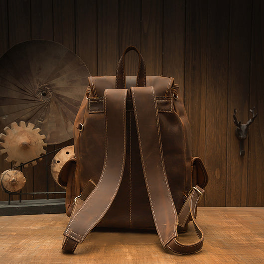 Mochila Retro de Cuero Crazy Horse Hecha a Mano - Image 4