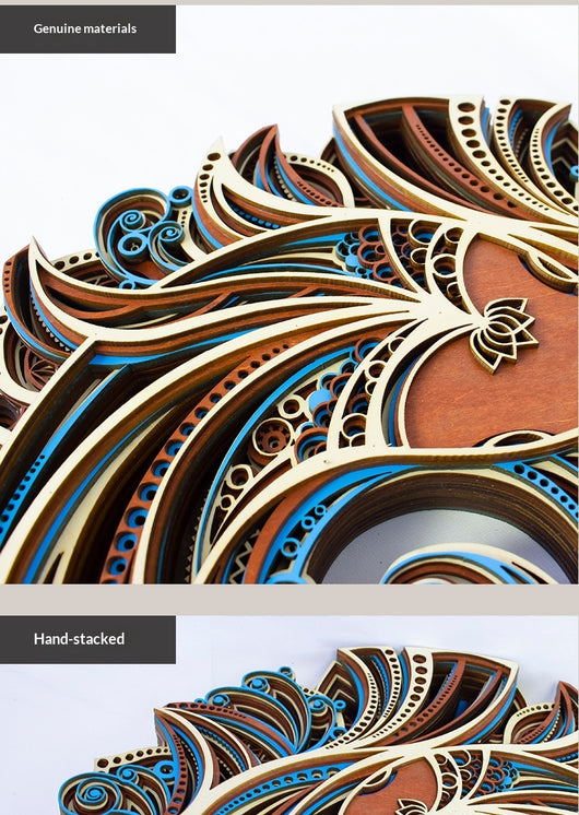 Arte Decorativo Pared Peces Dobles Tallado Madera Redondo Retro - Image 11