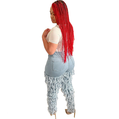 Jeans Mujer Efecto Lavado Desgastado con Detalles Multicapa - Image 3