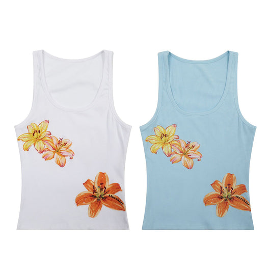 Camiseta Estampado Floral Estilo Americano Corte en I - Image 5