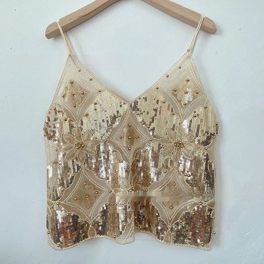 Bolso Bandolera Elegante con Bordados y Lentejuelas para Mujer