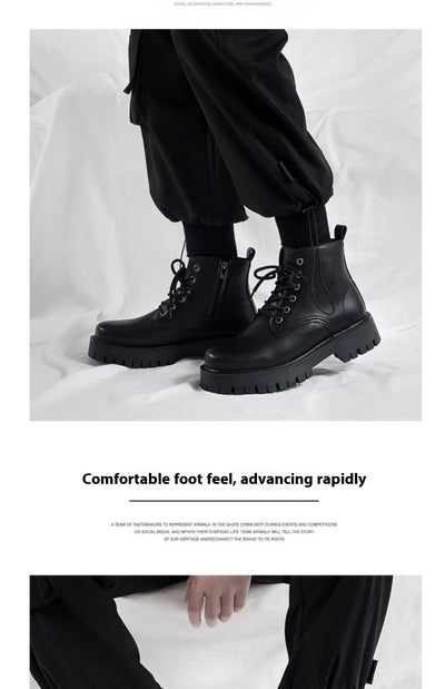 Botas Negras de Cuero para Hombre con Cierre Lateral y Plataforma Elevada - Image 12