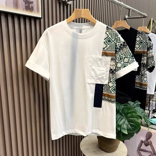 Playera Casual Profesional para Hombre - Diseño de Bloques de Color Verano