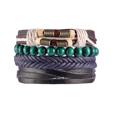 Pulsera de Cuero Auténtico Tejida con Cuentas - Estilo Étnico Retro - Image 28