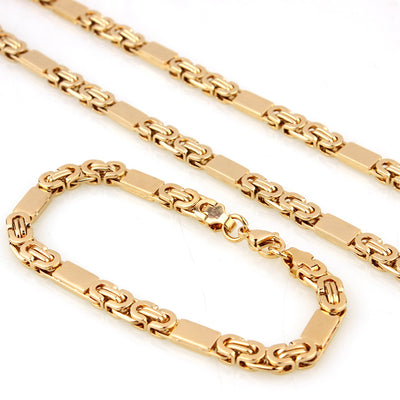 Conjunto de Collar y Pulsera de Acero Titanio Dorado - Image 6