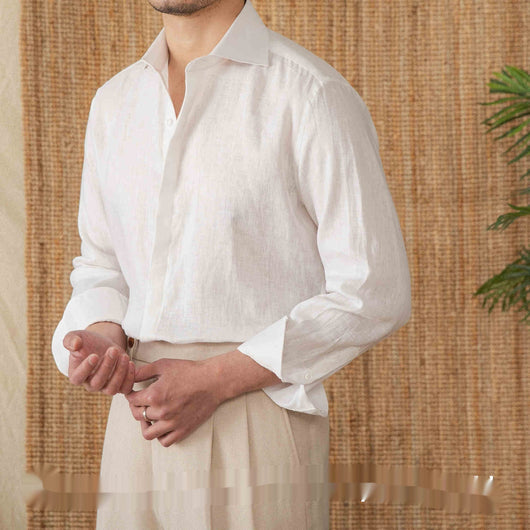 Camisa de Lino Manga Larga Color Sólido - Versátil y Elegante - Image 3