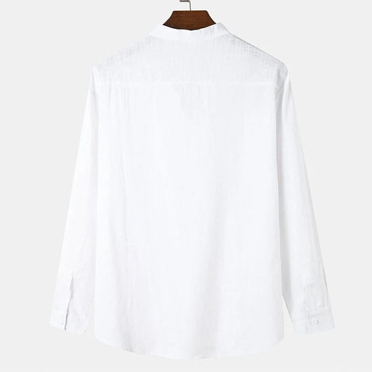 Camisa Casual para Hombre con Cuello de Pie y Puños Reforzados - Image 9