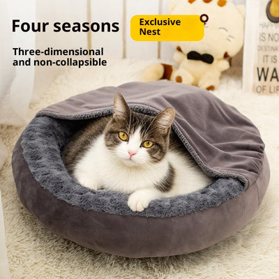 Cama Redonda Premium para Mascotas - Colchoneta Térmica Cuatro Estaciones Tamaño Grande - Image 3
