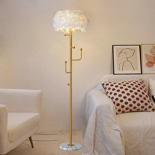 Lámpara de Pie con Plumas Decorativas para Sala de Estar - Image 8