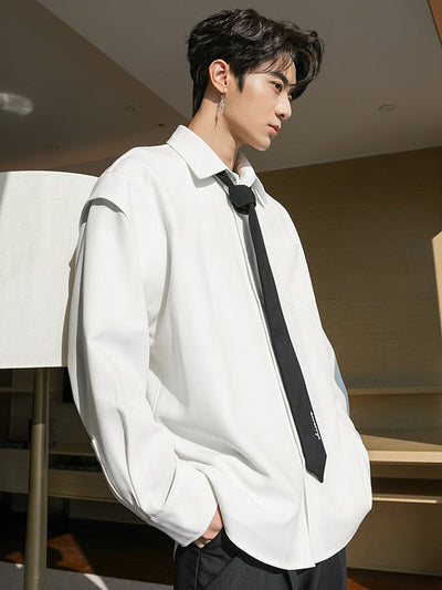 Camisa Ejecutiva con Corbata Integrada Efecto Dos Piezas - Image 5