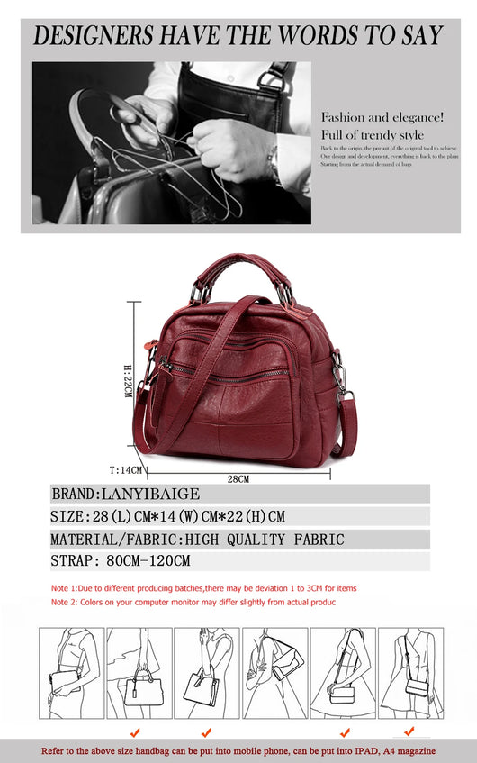 Bolso de Cuero Retro de Gran Capacidad para Mujer - Bandolera Casual - Image 8