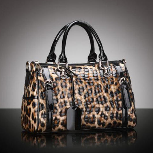 Bolso de Cuero Estampado Leopardo - Capacidad Grande, Versátil y Elegante - Image 14