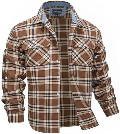 Camisa de Cuadros para Hombre con Solapa y Estampado de Manga Larga - Image 11