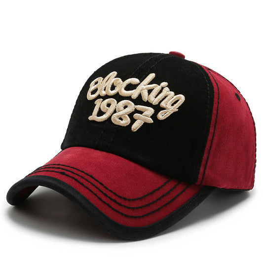 Gorra de Béisbol con Bloques de Color y Bordado Coreano
