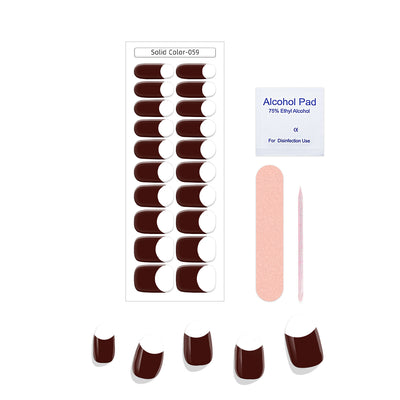 Pegatinas de Uñas Gel Francés Semicocidas Impermeables Color Sólido - Image 19