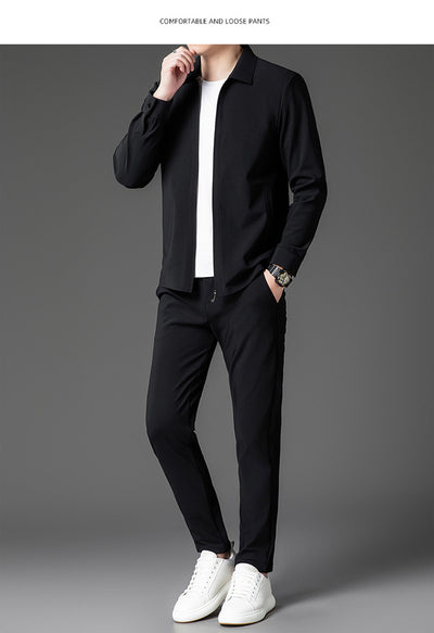 Conjunto de Dos Piezas para Hombre: Cardigan con Cierre y Pantalones Trendy Otoño - Image 23