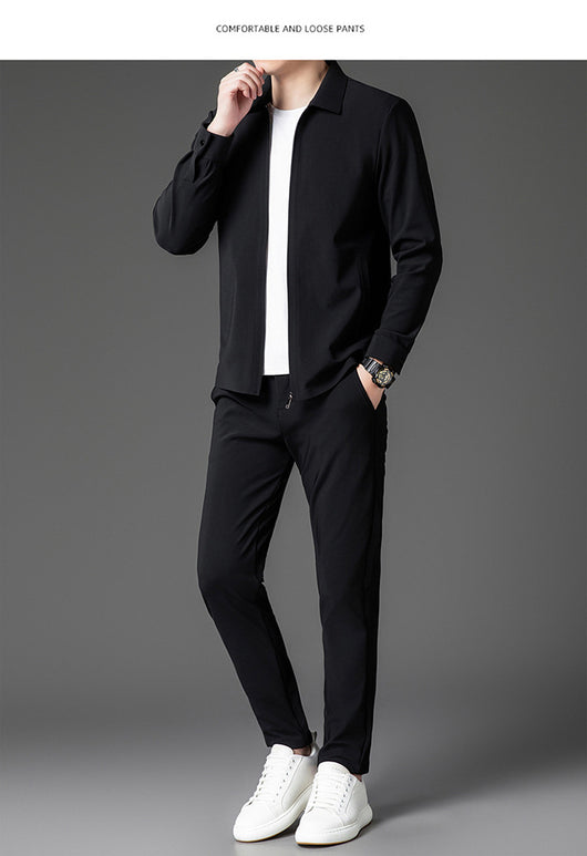 Conjunto de Dos Piezas para Hombre: Cardigan con Cierre y Pantalones Trendy Otoño - Image 23