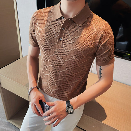 Camiseta Slim Transpirable de Manga Corta con Cuello Solapa para Hombre - Image 2