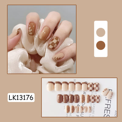 Parches de Uñas Adhesivos Kurixiang Latte - Diseño Pull Wear - Image 9
