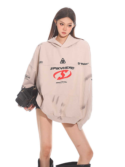 Sudadera Holgada con Capucha y Estampado de Letras - Image 10