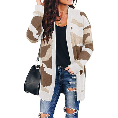 Cardigan Tejido Camuflaje Largo para Mujer - Image 5