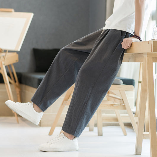 Pantalones Casuales de Algodón y Lino Hombre - Corte Recto Relajado - Image 11