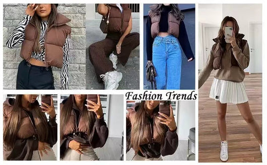 Chaleco Acolchado de Plumón para Mujer con Cuello Alto Grueso y Cálido - Image 11