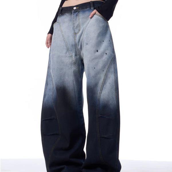 Pantalones Anchos Tie-Dye Degradado para Mujer